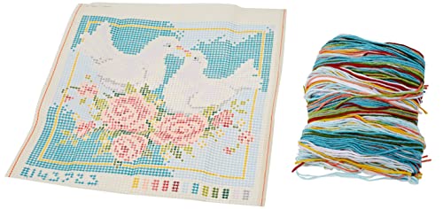 Vervaco verliebte Tauben Kreuzstichkissen/Stickkissen vorgedruckt, Baumwolle, Mehrfarbig, 40 x 40 x 0.3 cm Vervaco verliebte Tauben Kreuzstichkissen/Stickkissen vorgedruckt, Baumwolle, Mehrfarbig, 40 x 40 x 0.3 cm von Vervaco
