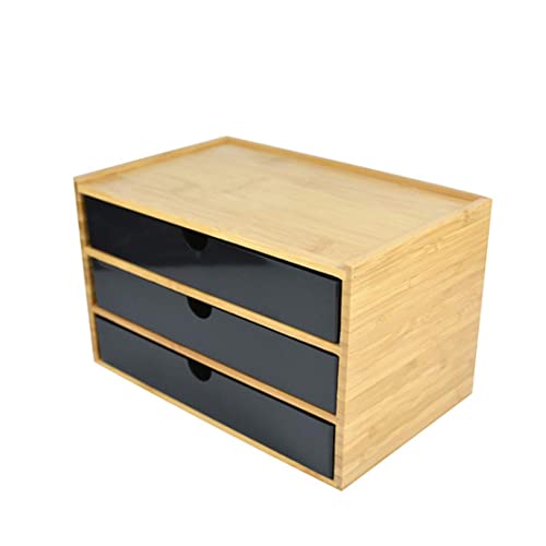 Desktop Schubladenbox Holz, Aufbewahrungsbox mit Schubladen Vintage Schmuckkästchen Holzkästchen Holzbox mit Schubfach Organizer Holz Tischkommode zur Aufbewahrung (Schwarz, 3 Stöckig) von Verve Jelly