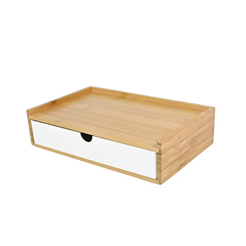 Desktop Schubladenbox Holz, Aufbewahrungsbox mit Schubladen Vintage Schmuckkästchen Holzkästchen Holzbox mit Schubfach Organizer Holz Tischkommode zur Aufbewahrung (Weiß, 1 Stöckig) von Verve Jelly