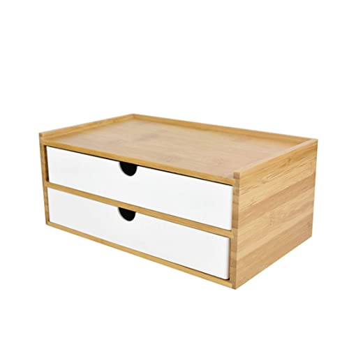 Desktop Schubladenbox Holz, Aufbewahrungsbox mit Schubladen Vintage Schmuckkästchen Holzkästchen Holzbox mit Schubfach Organizer Holz Tischkommode zur Aufbewahrung (Weiß, 2 Stöckig) von Verve Jelly