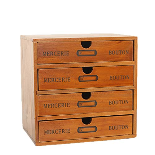 Verve Jelly Desktop Schubladenbox Holz 4 Stöckig Aufbewahrungsbox mit Schubladen Vintage Schmuckkästchen Holzkästchen Holzbox mit Schubfach Organizer Holz Tischkommode zur Aufbewahrung, 4 Etage von Verve Jelly