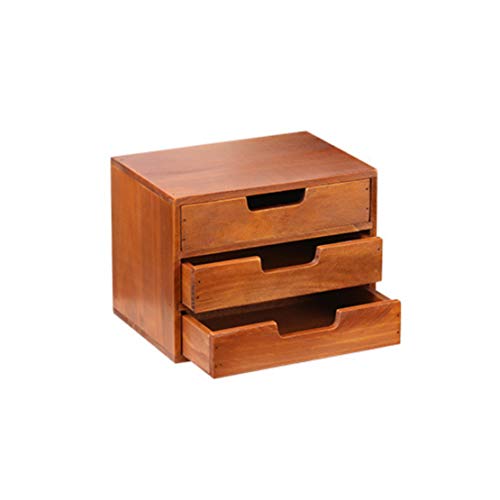 Make-Up Organizer mit 3 Schubladen,Verve Jelly quadratische Schubladenbox aus Holz, kompakter Schubladenturm für Schminke und Kosmetika, aufbewahrung mit schubladen holz von Verve Jelly