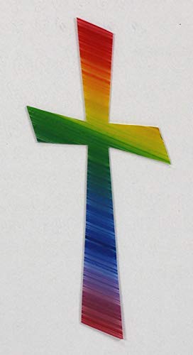 Wachsmotiv Kreuz, regenbogen 11 x 5 cm - Wachskreuze für Kerzen - 9692 - Zum Kerzen gestalten und basteln. von Verziermaterial