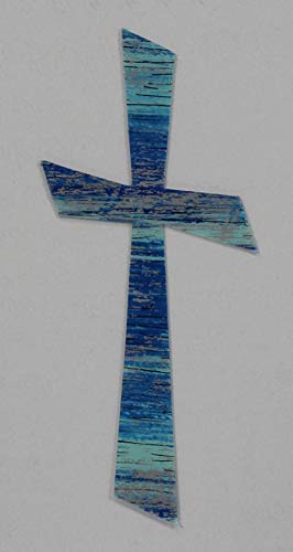 Wachsmotiv Kreuz blau silber, multicolor 11 x 5 cm - Wachsornament, Wachsdekore Kreuz für Kerzen - 9611 - zum Kerzen gestalten und basteln. von Verziermaterial