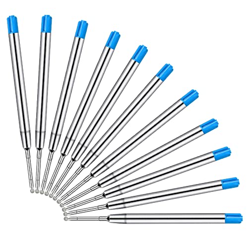 Vesaneae 10 x Kugelschreiberminen G2-Format, Austauschbare Kugelschreiber Minen, Metall Kuliminen Blau, Kugelschreibermine, Internationale Standard Großraummine (Blau) von Vesaneae