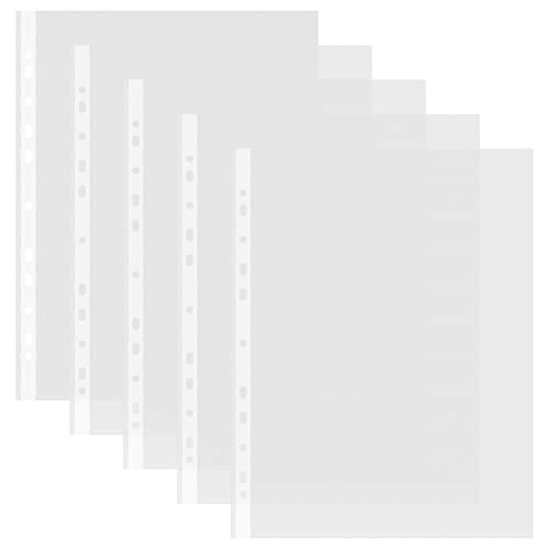 Vesaneae 100 Stück Dokumentenmappe A4 Transparent, Prospekthülle A4, Dokumenten-Mappen A4 für Ordner Ringbücher, Premium PP-Kunststoff Prospekthüllen mit Binderlöcher für Dokumente Organisieren von Vesaneae