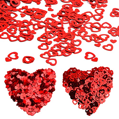 Vesaneae 30g Rot Herz Konfetti, Metallisch Folie Herzen Konfetti, Glitzer Herzen Pailletten, Romantische Konfetti Streudeko Tischdeko, für Valentinstag Hochzeit Party Tisch Dekorationen von Vesaneae