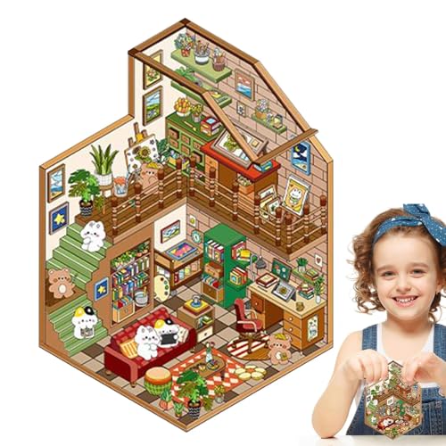 Vesidoloy Aufkleberszenen für Erwachsene – niedliche Cartoon-Haus-Szenen-Aufkleber, Scrapbooking, Basteln zur Stressabbau, Partygeschenke, Osterkorbfüller Vesidoloy Aufkleberszenen für Erwachsene – niedliche Cartoon-Haus-Szenen-Aufkleber, Scrapbooking, Basteln zur Stressabbau, Partygeschenke, Osterkorbfüller von Vesidoloy