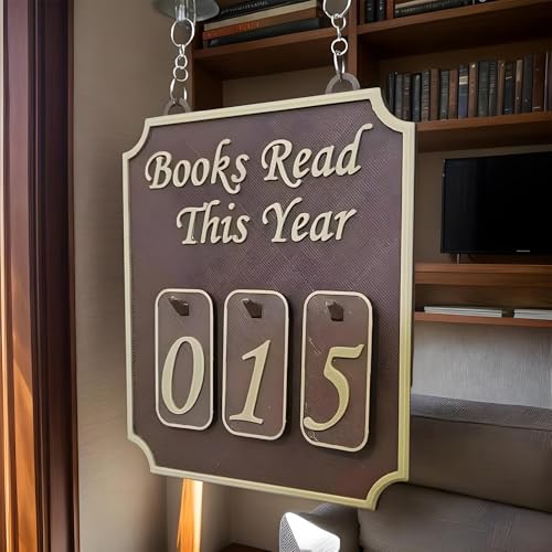 Vesidoloy Hängendes Bücherregal, Theke, Buchdekoration, Schild, Buchecken- , modernes Bücherregal, Bücher, die dieses Jahr gelesen werden, bis zu 999, Ornament für Leser, Bibliothek, Studium von Vesidoloy