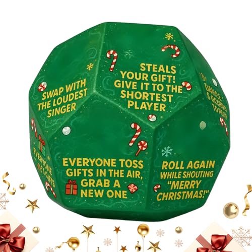 Vesidoloy Santa Swap Geschenk-Würfel, 12-seitiges Weihnachts-Austausch-Würfelspiel, lustiger Austausch Partyspiel-Würfel, Urlaubsparty-Dekorations-Zubehör von Vesidoloy