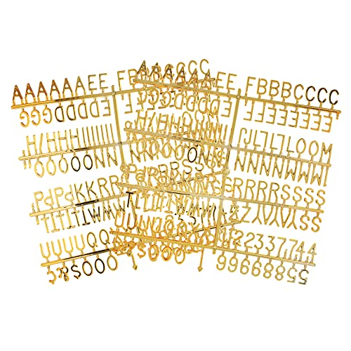 1,9 cm (3/4 Zoll) Buchstaben für Filz-Buchstaben, 294 Stück, einschließlich Buchstaben, Zahlen und Symbole für austauschbare Kunststoff-Nachrichtentafeln (Gold) von Veskaoty