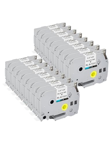 16 x Veson Kompatibel mit TZe-231 TZe231 TZc 231 Brother P-Touch Bänder 12mm TZ TZe Tape 0.47 Laminiertes Schriftband für PT-E110 PT-D400 H105WB D210 H110 D600VP H107B H100LB Schwarz auf Weiß von Veson
