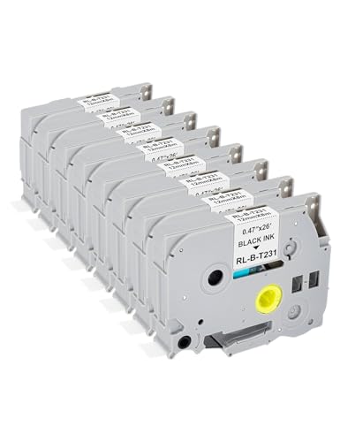 8 x Veson Kompatibel mit TZe-231 TZe231 TZc 231 Brother P-Touch Bänder 12mm TZ TZe Tape 0.47 Laminiertes Schriftband für PT-E110 PT-D400 H105WB D210 H110 D600VP H107B H100LB Schwarz auf Weiß von Veson