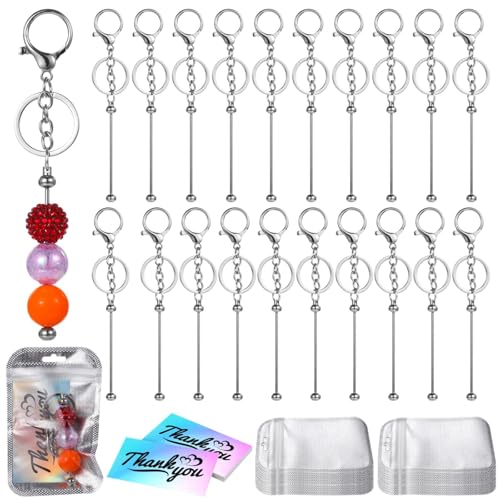 90-teiliges Schlüsselanhänger-Set mit Metallperlen, Beuteln und Dankeskarten für Schmuck 90-teiliges Schlüsselanhänger-Set mit Metallperlen, Beuteln und Dankeskarten für Schmuck von Vestamore