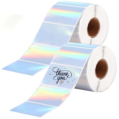 Thermo-Aufkleber, Regenbogenfarben, 2 Rollen, 5,7 x 3,2 cm, bedruckbare Klebeetiketten, 500 Stück pro Rolle, Farbwechseletiketten für individuelle Designs, Namensschilder, QR-Code Thermo-Aufkleber, Regenbogenfarben, 2 Rollen, 5,7 x 3,2 cm, bedruckbare Klebeetiketten, 500 Stück pro Rolle, Farbwechseletiketten für individuelle Designs, Namensschilder, QR-Code von Vestamore