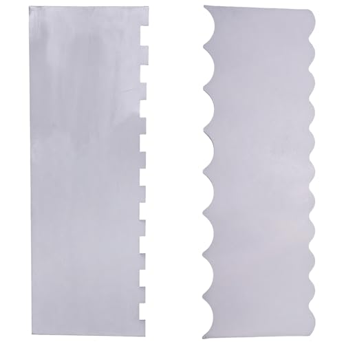 Vestamore 2-teiliges Kuchenschaber-Set, Edelstahl-Zuckerguss-Werkzeuge mit Wellen- und Flachdesigns, perfekt zum Glätten von Kuchen und dekorativen Oberflächen Vestamore 2-teiliges Kuchenschaber-Set, Edelstahl-Zuckerguss-Werkzeuge mit Wellen- und Flachdesigns, perfekt zum Glätten von Kuchen und dekorativen Oberflächen von Vestamore
