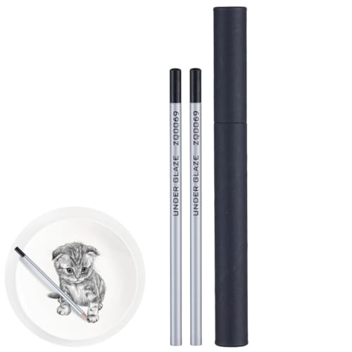 Vestamore Keramik-Unterglasur-Zeichenstifte, präziser Porzellanstift, schwarze Glasurstifte, Set für Keramik-Details, 2 Stück von Vestamore