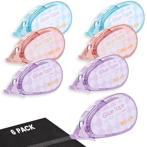 Veszoen 3 Stück Kleberoller Maus 10m x 8mm Fotokleber Doppelseitig Selbstklebend Klebemaus Roller Kleberoller Doppelseitig für Scrapbook, Fotoalben, Basteln, Schule und Büro(Rosa, Blau, Lila) von Veszoen
