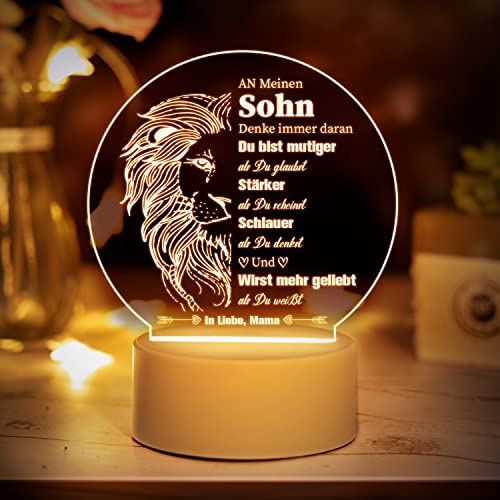 Vetbuosa Sohn Geschenke von Mama, Graviertes Acryl Nachtlicht, Geburtstagsgeschenke für Sohn, Geschenke für Sohn von Mama [Energieklasse F] von Vetbuosa