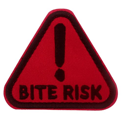 Hunde-Bissrisiko, bestickt, mit Klettverschluss, lustiger Aufnäher für Hundegeschirr, Westen, Taschen, Rucksäcke, Kleidung, Jacken, Hüte, DIY-Zubehör, Freunde, Mutter, Vater, Geschenke (Warnung) von Veworn
