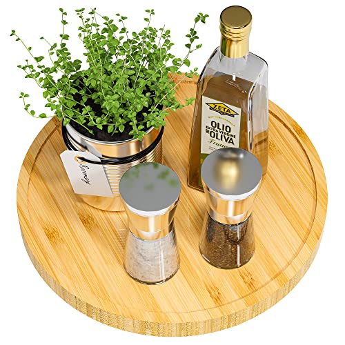 Lazy Susan Organizer, 25,4 cm, rutschfester Bambus-Drehteller-Organizer für Salz, Pfeffer, Olivenöl und Gewürze neben dem Herd, Lazy Susan aus Holz für Tisch oder Küche Lazy Susan Organizer, 25,4 cm, rutschfester Bambus-Drehteller-Organizer für Salz, Pfeffer, Olivenöl und Gewürze neben dem Herd, Lazy Susan aus Holz für Tisch oder Küche von VeyFey