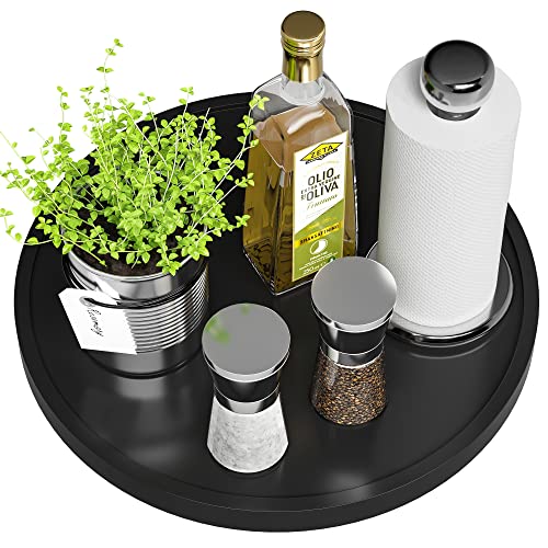 Lazy Susan für den Tisch, 30,5 cm, rutschfester Bambus-Drehteller, Organizer für Salz, Pfeffer, Gewürze und Olivenöl neben dem Herd, Holz-Organizer für die Küche, Arbeitsplatte, Organizer schwarz Lazy Susan für den Tisch, 30,5 cm, rutschfester Bambus-Drehteller, Organizer für Salz, Pfeffer, Gewürze und Olivenöl neben dem Herd, Holz-Organizer für die Küche, Arbeitsplatte, Organizer schwarz von VeyFey