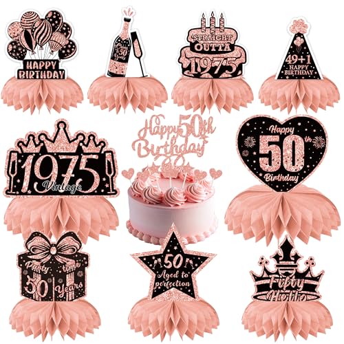 VeyoCraft Dekorationen zum 50. Geburtstag für Frauen – 17 Stück Roségold Tischparty Waben-Mittelstücke, Kuchenaufsatz, Happy 50 Years Old Birthday Party Decor VeyoCraft Dekorationen zum 50. Geburtstag für Frauen – 17 Stück Roségold Tischparty Waben-Mittelstücke, Kuchenaufsatz, Happy 50 Years Old Birthday Party Decor von VeyoCraft