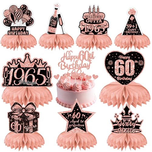 VeyoCraft Dekorationen zum 60. Geburtstag für Frauen – 17 Stück Roségold Tischparty Waben-Mittelaufsätze Kuchenaufsatz Supplies Happy 60 Years Old Birthday Party Decor VeyoCraft Dekorationen zum 60. Geburtstag für Frauen – 17 Stück Roségold Tischparty Waben-Mittelaufsätze Kuchenaufsatz Supplies Happy 60 Years Old Birthday Party Decor von VeyoCraft
