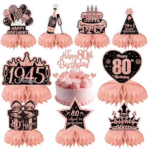 VeyoCraft Dekorationen zum 80. Geburtstag für Frauen – 17 Stück Roségold Tischparty Waben-Mittelaufsätze Kuchenaufsatz Supplies Happy 80 Years Old Birthday Party Decor VeyoCraft Dekorationen zum 80. Geburtstag für Frauen – 17 Stück Roségold Tischparty Waben-Mittelaufsätze Kuchenaufsatz Supplies Happy 80 Years Old Birthday Party Decor von VeyoCraft