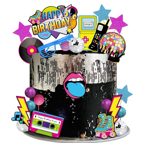Vezerd Tortendeko Geburtstag, 24 Stück Disco Kuchen Deko Tortenaufleger für Geburtstag Karneval Party, 70er 80er Jahre Retro Themen Happy Birthday Torten deko Cupcake Topper für Mädchen Junge Vezerd Tortendeko Geburtstag, 24 Stück Disco Kuchen Deko Tortenaufleger für Geburtstag Karneval Party, 70er 80er Jahre Retro Themen Happy Birthday Torten deko Cupcake Topper für Mädchen Junge von Vezerd