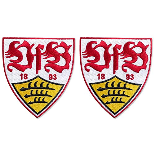 VfB Stuttgart Patch 2er Set - Wappen 4.5 x 5 cm - Aufnäher, Aufbügler - Plus Lesezeichen Wir lieben Fußball von VfB Stuttgart