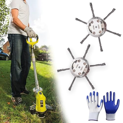 2025 New String Trimmer Replacement Head, 6 in Universal Steel Wire Trimmer Head, Metal Weed Eater Blade, Wire Weed Trimmers Handle for Moss Grass Rust Removal (2, Six Blades) von Vgpbphj