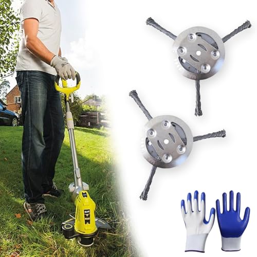 2025 New String Trimmer Replacement Head, 6 in Universal Steel Wire Trimmer Head, Metal Weed Eater Blade, Wire Weed Trimmers Handle for Moss Grass Rust Removal (2, Three Blades) von Vgpbphj