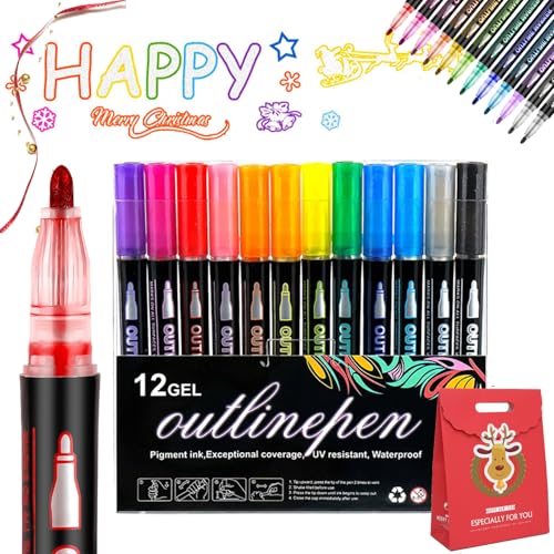 Vgpbphj Coloring Lightstick Graffiti-Stift, 36 Farben, Coloring Lightstick, Graffiti-Textmarker, Stift, Umriss-Marker, Stifte für Kunst und Heimwerker, Schreiben, Scrapbooking, Ausmalen (12 Stück) von Vgpbphj