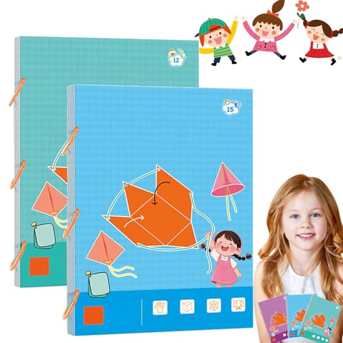 Vgpbphj Pull String 3D Geometry Learning Book, New Upgrades 3D Shapes Pull-Wire Handmade Book, Folding Educational Interactive Toys with 9, 12, or 15 Shapes for Kids (12+15 Shapes) von Vgpbphj