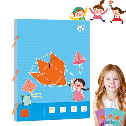 Vgpbphj Pull String 3D Geometry Learning Book, New Upgrades 3D Shapes Pull-Wire Handmade Book, Folding Educational Interactive Toys with 9, 12, or 15 Shapes for Kids (15 Shapes) von Vgpbphj