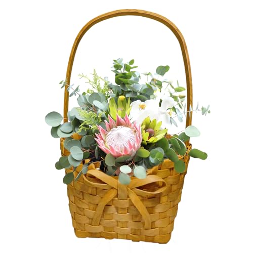 Blumenkorb, Blumenkorb mit Griff, handgewebter Weidenkorb mit Griff, tragbar, rustikale Dekoration, Aufbewahrungsbehälter für zu Hause Blumenkorb, Blumenkorb mit Griff, handgewebter Weidenkorb mit Griff, tragbar, rustikale Dekoration, Aufbewahrungsbehälter für zu Hause von Vgvgaj