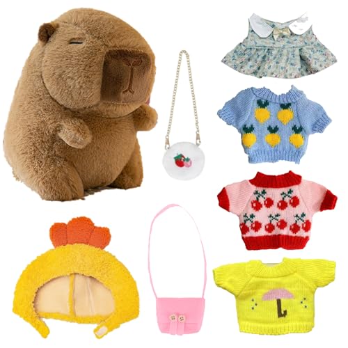 Capybara Stofftier, Capybara Plüsch mit Kleidung - Niedliche Winter-Capybara-Puppe mit Kopfbedeckung | Lustiges Cartoon-Capybara-Stofftier mit Outfits, weiches, entzückendes Festival-Plüschpuppenspiel Capybara Stofftier, Capybara Plüsch mit Kleidung - Niedliche Winter-Capybara-Puppe mit Kopfbedeckung | Lustiges Cartoon-Capybara-Stofftier mit Outfits, weiches, entzückendes Festival-Plüschpuppenspiel von Vgvgaj