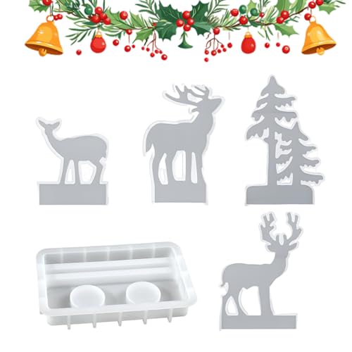Silikon Weihnachtsformen,Weihnachtsbaum Elch Gipsformen Set,Einfache Entnahme Handwerkswerkzeuge Für Epoxidharz Gips Seife Kerze - Epoxy Harz Gips Seife von Vgvgaj