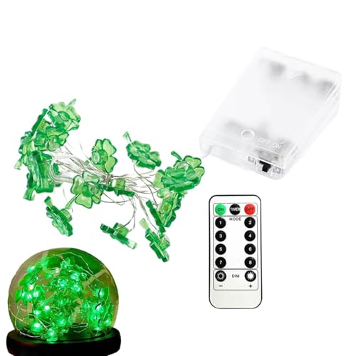 St. Patrick's Day Schnur-Lichter, Green Shamrock Lights, wasserdichte LED-Lichter für Schlafzimmer, Mantel, Treppen, Haustür, Terrasse von Vgvgaj