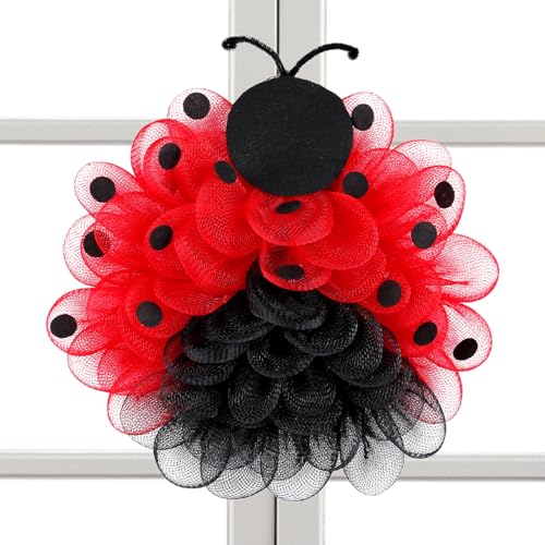 Türkranz, S-Kränze für die Haustür – Wandornament aus Netzstoff, schwarz, rot | Ladybug Garland, künstliches Ornament für die Dekoration von saisonalen Feiertagen Türkranz, S-Kränze für die Haustür – Wandornament aus Netzstoff, schwarz, rot | Ladybug Garland, künstliches Ornament für die Dekoration von saisonalen Feiertagen von Vgvgaj