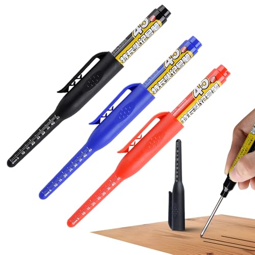 Vgvgaj Markierstift mit langer Spitze, Marker für tiefe Löcher, 3 Stück, Markierungswerkzeug mit permanenter Tinte, schnell trocknend, für Auto, Herstellung, Bau von Vgvgaj