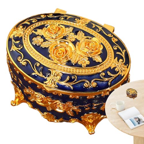 Vgvgaj Retro-Schmuckschatulle, europäischer Schmuck, europäische Schmuckschatulle, ovale europäische Aufbewahrungsbox, kleine Schmuckaufbewahrungsbox für Ohrringe, Ringe, Broschen, Halskette von Vgvgaj