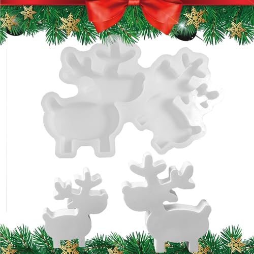Weihnachts Elch Silikonform, Weihnachts Elch Gipsform, Silikon Handwerk Form für Feiertag DIY Projekte Heimdekoration Gips Ornament Seife Kerzenherstellung Epoxidharz Gießen von Vgvgaj