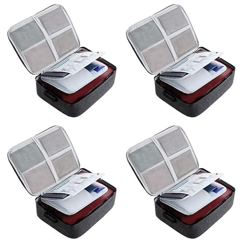 Vheolk 4X Wichtiger Akten Halter, Dokumenten Organizer Box, Wasserdichte Oxford Dokumenten Aufbewahrung Tasche mit Sicher Code Schloss (Schwarz) von Vheolk