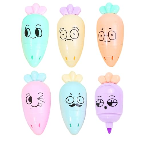 Vhjlfig Bunte Textmarker, schnell trocknend, Karottenform, fluoreszierende Stifte, helle Keilspitze, Marker für Studenten, Kinder, Erwachsene, College, Malen, Organisieren, Lernen, Notizen, 6 Stück Vhjlfig Bunte Textmarker, schnell trocknend, Karottenform, fluoreszierende Stifte, helle Keilspitze, Marker für Studenten, Kinder, Erwachsene, College, Malen, Organisieren, Lernen, Notizen, 6 Stück von Vhjlfig