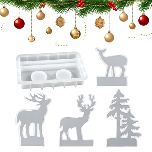Vhjlfig Christmas Silicone Forms | Weihnachtsbaum Elch Gipsformen Set,Wiederverwendbare Bastelwerkzeuge für Anfänger Frauen Mädchen Geburtstag Einweihung - Anfänger Frauen Mädchen von Vhjlfig