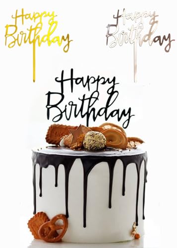 3 Stück Happy Birthday Cake Topper, Cake Topper Geburtstag, Tortendeko Happy Birthday, Tortendeko Geburtstag, Happy Birthday Kuchen Deko für Junge und Mädchen von Vhtanop