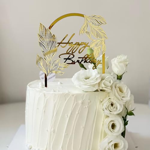 Cake Topper Happy Birthday Tortendeko Geburtstag Kuchen Deko für Mädchen Jungen Frauen Mann (Gold) von Vhtanop