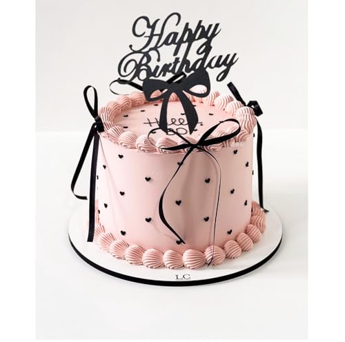Tortendeko, Happy Birthday Cake Topper, 6 × schwarze Schleifen + 1 × Happy Birthday Tortendeko Tortendeko, Happy Birthday Cake Topper, 6 × schwarze Schleifen + 1 × Happy Birthday Tortendeko von Vhtanop